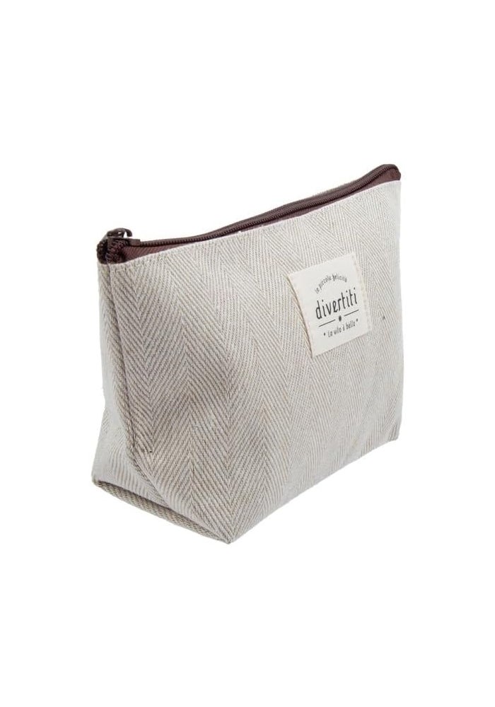 Boat Shaped Pouch | Beige | Stylish Zip Storage Bag for Cosmetics & Small Essentials - Image 2